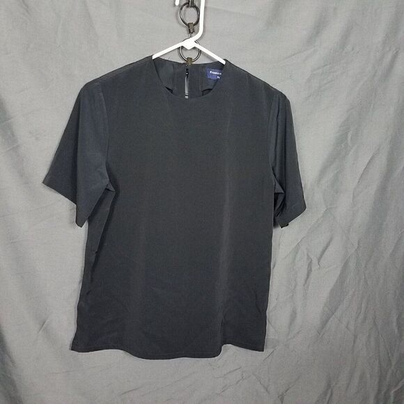 Preston & York Petites Black Blouse Size 8P Slick Look Side Slits Career Dressy - Picture 8 of 9